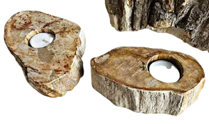 Natural Stone Candle Holder Petrified Wood jasper Natural Crystal Candle Holder Gemstone Crystal Reiki Healing Wholesaler Supply - Product Image 5