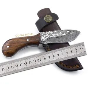 Couteau en acier damas DD-RW-HK-103 bois de rose exotique couteau de chasse fait à la main avec gaine en cuir 192 couches forgé couteau personnalisé