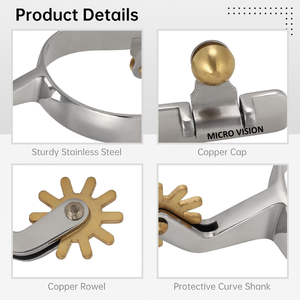 Espuelas de caballo de primera calidad, espuelas de caballo SS para hombres, espuelas de vaquero occidental con pala de cobre, espuelas de bota de caballo, espuelas de caballo de tachuela - Product Image 4