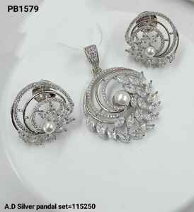 TRADITIONAL AMERICAN PENDENT American DIAMOND PENDENT <b>SET</b> & GOLD PLATED CLASSIC PENDENT <b>SET</b> for WOMEN & <b>GIRL</b> and <b>JEWELLERY</b> <b>SET</b> - Product Image 2