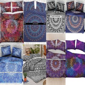 Ensemble de housse de couette en coton en plusieurs couleurs éléphant chameau literie pour la maison utiliser la reine taille ethnique par les expéditeurs indiens - Product Image 2