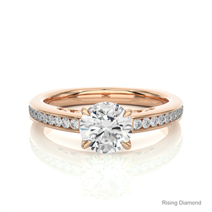 แหวนหมั้นเพชร CVD ประดับด้วยเม็ดกลม1.0 CT สีเหลืองทองของขวัญครบรอบครึ่งปีสำหรับเธอ - Product Image 5