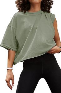 Hauts courts d'entraînement pour femmes décontracté à manches courtes épaule tombante Boxy rouleau ourlet basique Logo personnalisé lâche Yoga course T-Shirt pour hommes - Product Image 4