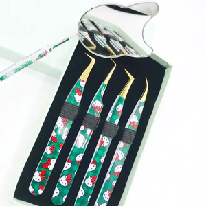 Pince à cils à angle de 90 degrés en acier inoxydable avec poignée en diamant blanc rose - Product Image 6