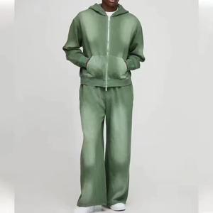 Ensemble de survêtement unisexe 2 pièces, sweat-shirt délavé à manches longues et pantalon de jogging - Product Image 1