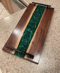 2025 Plateau de service en bois et résine époxy au design moderne personnalisé Articles chauds en gros pour la décoration - Product Image 4