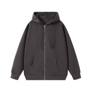 Sweat à capuche zippé pour homme de luxe, 100% coton, tricot lourd, molleton français, coupe régulière, double fermeture éclair, OEM, haute qualité, BD - Product Image 4