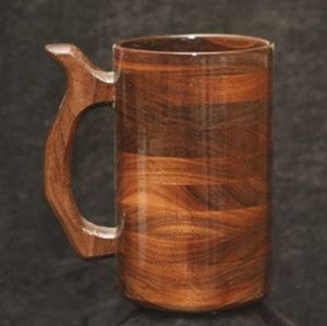 Taza de cerveza de madera Natural hecha a mano Retro taza de madera marrón con asa para té café vino cerveza bebidas calientes para Navidad - Product Image 2