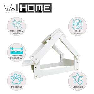 Cuccia per Cani da Interno Well Home, Struttura in Legno Bianco con Pratico Porta Ciotola, Gabbia per Animali - Product Image 2