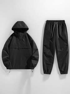 Conjuntos OEM con cremallera para hombre, pantalones cortos cortavientos personalizados de dos piezas y chaqueta, conjunto corto cortavientos de dos piezas de nailon reflectante - Product Image 3