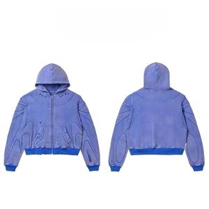 Wholesale Blank <b>Zip</b> <b>up</b> Hoodies Unisex Pullover High Quality Men's Oversized Fleece Acid Wash <b>Zip</b> <b>up</b> Hoodie - Product Image 3