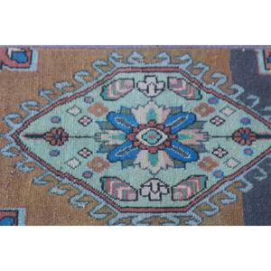 Alfombra Turca Vintage de 1.4x13.3 pies, Alfombra Ombré Azul Marrón - Product Image 5