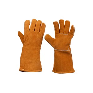 Gants de travail en cuir véritable durables avec poignet réglable, anti-coupure et anti-écrasement, pour une utilisation industrielle et de construction - Product Image 1