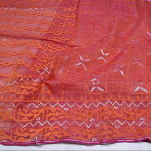 Qualité Export Deshi Dhakai Jamdani Sharee Qualité Export pour Femme JAMDANI TISSU Bleu ROUGE VERT Doré du Bangladesh - Product Image 1