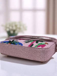 Bolso con cuentas multicolor con asa, bolso de mano, bolso de mano informal, artesanía india, hecho a mano, bolso Baguette, - Product Image 2