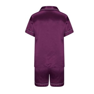 Pijamas de seda para mujer, conjunto de pijamas de vacaciones transpirables ligeros para mujer, conjunto de pijamas de satén de seda - Product Image 2
