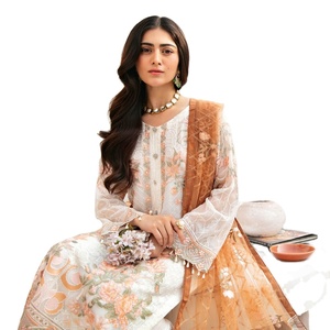 Salwar Kameez en Chiffon de Luxe de Haute Qualité, Style Pakistanais, Spécial Soirée, avec Broderies Lourdes, Sharara Indien du Pakistan - Product Image 1
