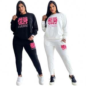 Conjunto Deportivo para Mujer, Cuello Alto, Liso, Teñido, 100% Algodón, Cintura Elástica, Popular - Product Image 5