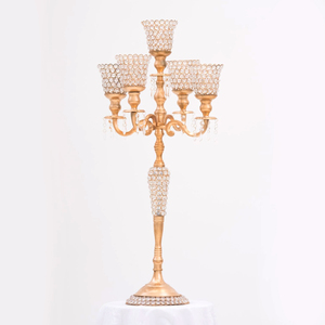 Nuevo vaso de cristal Candelabro 5 brazos boda centro de mesa decorativo piso alto soporte de Vela decorativa para decoración del hogar - Product Image 3