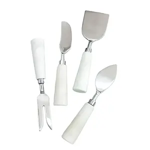 Juego de herramientas de corte y extensión de queso con mango sólido de mármol natural de acero inoxidable - Product Image 1