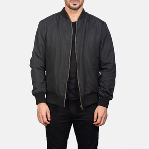 Chaqueta Bombe personalizada para hombre, venta al por mayor de primavera e invierno, chaqueta Bombe con logotipo propio personalizado bordado, chaqueta Bomber de Color azul Vintage - Product Image 3