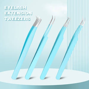 Profesional 5 uds punta de fibra pinzas de pestañas de volumen curvo herramienta de belleza de acero inoxidable alto extensiones de pestañas azul hecho Pakistán - Product Image 6