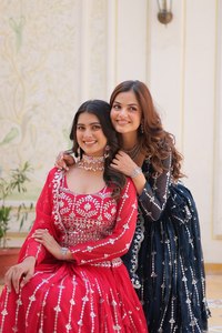 Bordado de Georgette de buena calidad con trabajo de secuencia con cinturón Lehenga para mujer, ropa de fiesta completamente cosida - Product Image 5