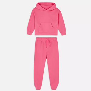 Nueva llegada precio al por mayor ropa para niños joggers de invierno conjunto transpirable niños Logo cálido personalizado niñas chándal con capucha chándal - Product Image 1