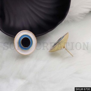 เคลือบทองแฮนด์เมดผู้หญิงเครื่องประดับทรงกลมป้องกันดวงตาชั่วร้ายเคลือบของต่างหูสตั๊ด - Product Image 2