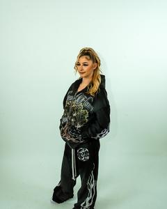 OEM Sun Faded Premium Vintage Distressed Survêtement Dtg Imprimé Graphique Plus Size Baggy Pants Flare Pantalon et Ensemble de sweat à capuche pour - Product Image 1