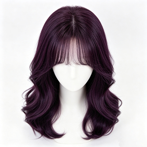 Purple Deep Wave <b>Lace</b> <b>Front</b> <b>Wig</b> Heat Resistant Fiber Natural Hairline Machine Made Large Cap for Salon - Product Image 4