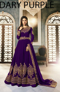 Últimas Tendencias de Moda para Mujer, Traje Anarkali Largo de Georgette con Bordado, Vestido con Dupatta, Traje para Fiesta de Bodas, Completamente Cosido - Product Image 3