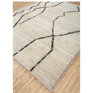 Alfombra de lana color marfil Manifest, anudada a mano, estilo afgano, con patrón de rombos rectangulares, para la entrada de adolescentes, 9x12, estilo abstracto rectangular - Re-2062 - Product Image 2