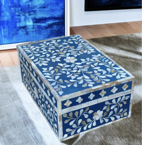 Bone Inlay Jewelry Box Antique Design Box Bone Inlay Mother of Pearl Home Decorative Box - Product Image 4