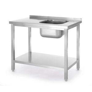 Table d'évier de cuisine côté droit avec étagère 800x600x(H)850mm Marque HENDI - Product Image 1