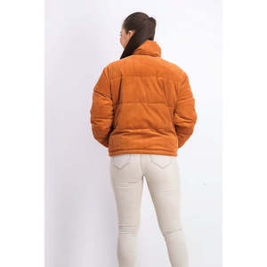 Collezione B Giacca Corta Imbottita in Velluto a Coste per Ragazzi, Colore Ocre, Taglia Media, Invernale, Antivento, con Cappuccio, Collo Alto, Reversibile, in PU, Calda e Corta - Product Image 2