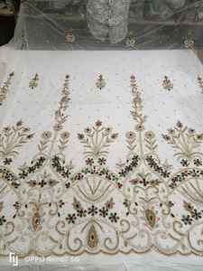 Tissu perlé de luxe de haute qualité avec Zircon fait à la main 100% Polyester meilleur prix exportation du fournisseur indien pour la fabrication de vêtements - Product Image 5