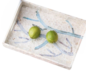 การออกแบบที่หรูหรา2022ขายส่งถาดเสิร์ฟด้วยมือที่มีการจัดการแม่ของมุกให้บริการถาดสำหรับการตกแต่ง - Product Image 1