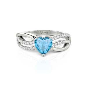 Anillo de Compromiso Jeulia Personalizado con Diseño Único de Corazón con Tallo Dividido y Trenzado - Chapado en Oro de 18K sobre Acero Inoxidable - Product Image 1