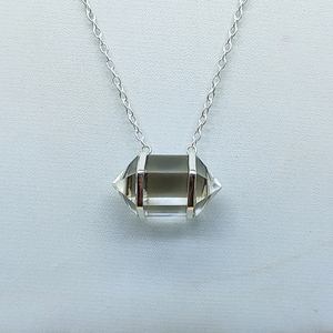 Collier pendentif en cristal à double terminaison en argent sterling 925 fait à la main, réglage de la lunette, chaîne de charme, cadeau d'anniversaire, vente en gros - Product Image 5