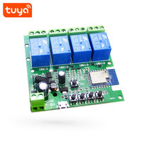 Relais intelligent Tuya avec modes de fonctionnement Inching/Auto-bloquant/Interlock, Relais intelligent WIFI pour ouverture de porte, Relais 4 canaux avec RF433 PST-TYWB-4CH