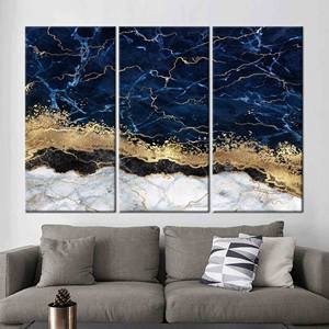 Modern <b>Canvas</b> Art: Abstract Navy <b>Blue</b> Marble Print for Contemporary Decor,3P:Gallery Wrapped - Product Image 1