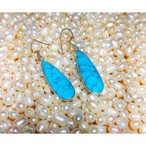 Pendientes de piedras preciosas turquesas Plata de Ley 925 Regalo de oro rosa hecho a mano para su E0642-GS - Product Image 3