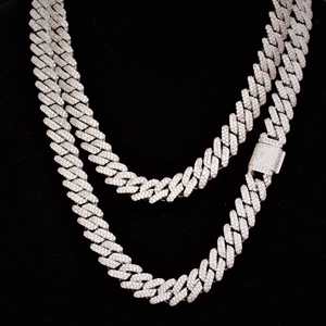 Cadena de Hip Hop de diamante de moissanita VVS de calidad superior 14K 18K cadena cubana helada chapada en oro blanco para hombres y mujeres para regalos de bodas - Product Image 6