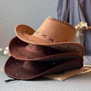 Nuevos sombreros de vaquero de cuero al aire libre para hombres de vaquero occidental personalizados Sombreros de vaquero en cuero genuino Sombreros de moda al por mayor - Product Image 1