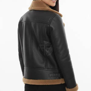 High Quality Low Price Winter Knitted Breathable <b>Women</b> Shearling Leather <b>Jacket</b> with Smooth Finish - Product Image 2