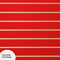 Panel Rojo con Perfil Beige 1200x1200mm, Panel de Exhibición Reforzado con Tablero de Partículas de Alta Densidad y Aluminio