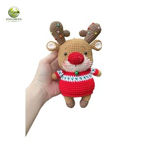 Poupée en peluche Père Noël tricotée à la main, figurine de Noël mignonne au crochet, ornements de Noël doux et rouges, décoration de fête - Product Image 6