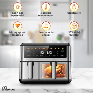 Freidora de Aire Extralink Home Air Fryer SJ-1000 PRO 10L EU (6.5L+3.5L) 2500W - Product Image 2