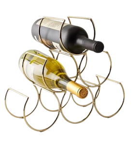 Porte-bouteilles décoratif en fer et métal doré pour bar, hôtel et maison - Product Image 1